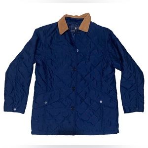 Lauren Ralph Lauren Navy Barn Quilted Lightweight Jacket Corduroy Collar Medium